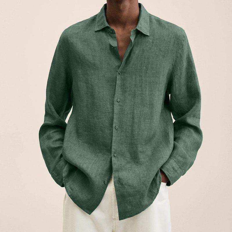 Long Sleeve Lapel Shirt Men's Loose Button Cardigan Shirt Top Mens Clothing