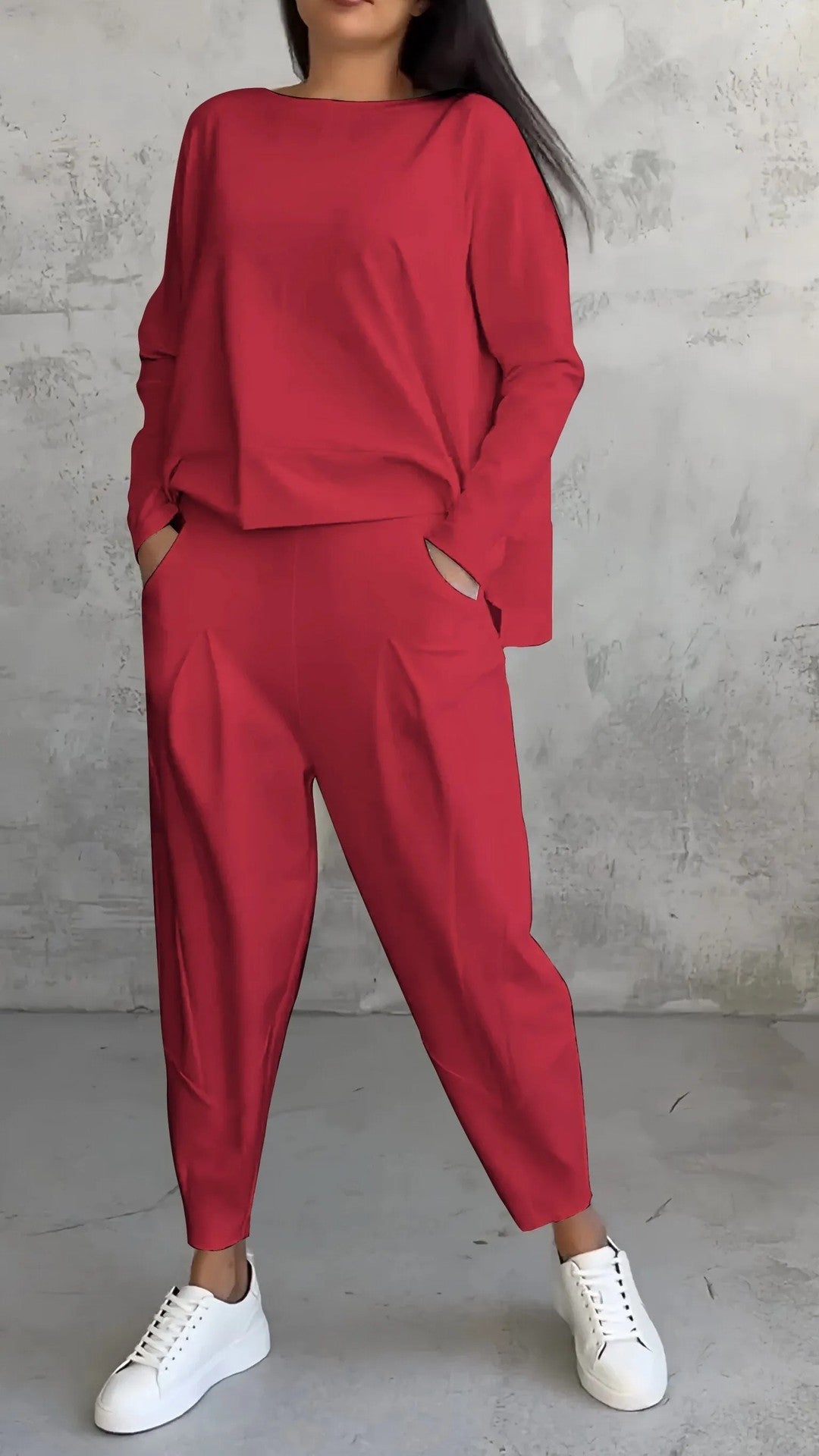 Women's Irregular Suit Long-sleeved Round Neck Top And Loose Harem Pants | Koalakits36