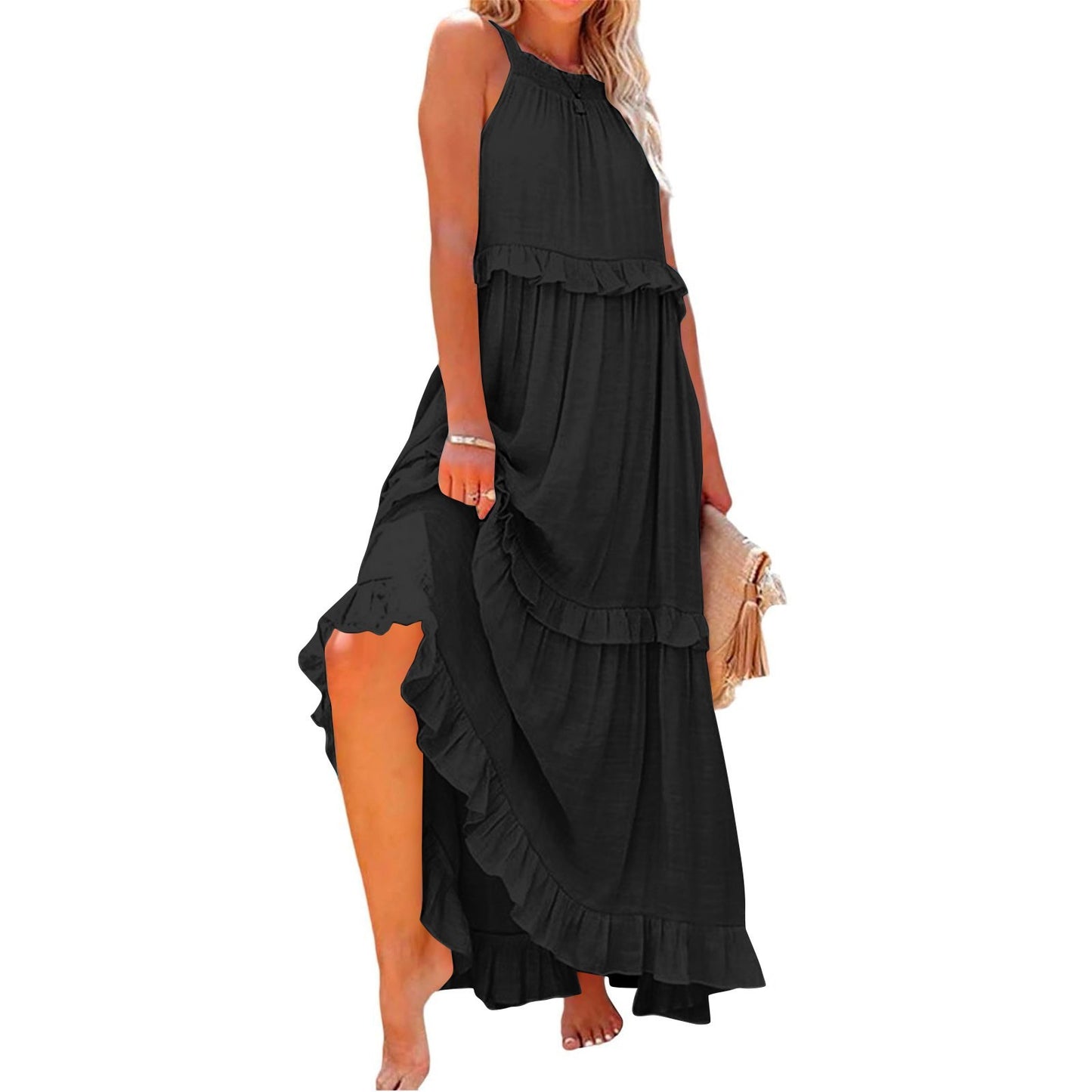 Summer Vacation Style Halter Neck Long Dresses Women Fashion Backless | Koalakits36