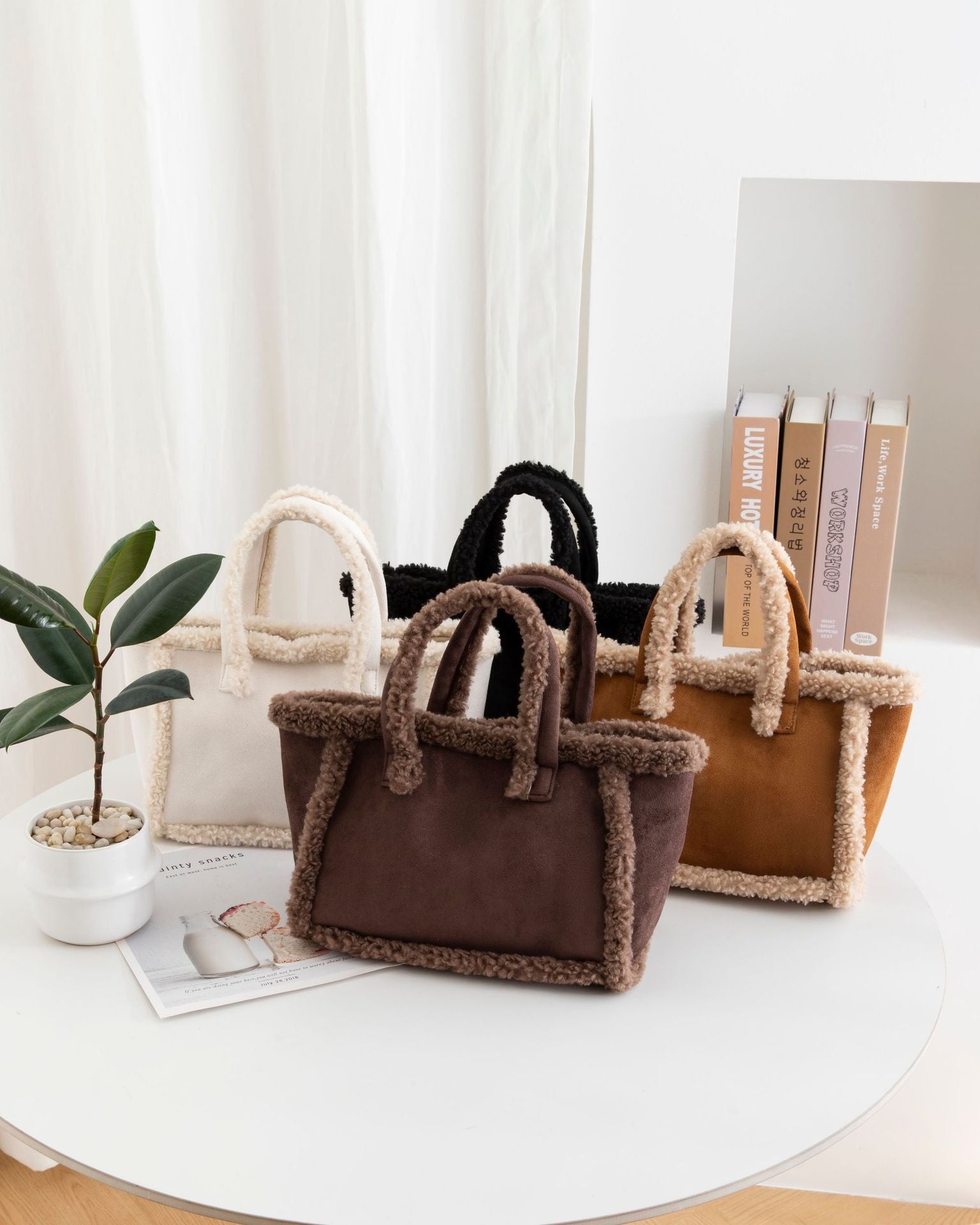 Womens Plush Crossbody Tote Bag Koalakits36