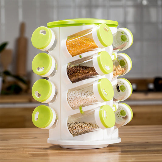 Rotating Spice Rack with 16 Seasoning Jars for an Organized Kitchen