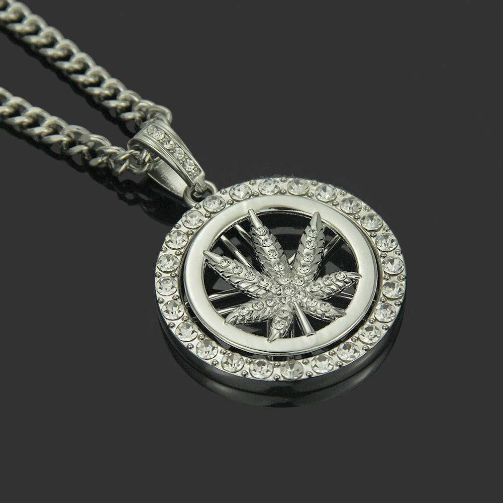 Elevate Your Style with the Hip Hop Diamond Maple Leaf Necklace for Men