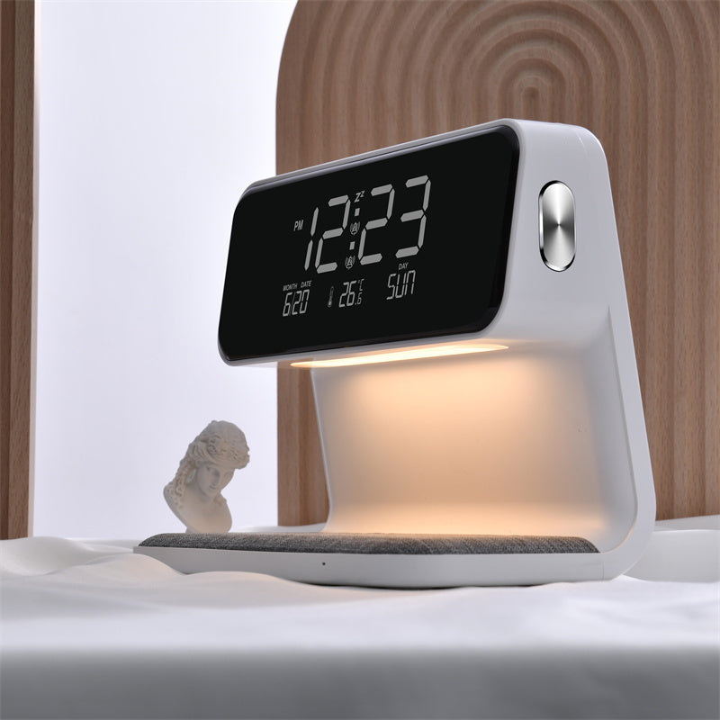 3 In 1 Bedside Lamp Wireless Charging LCD Screen Alarm Clock Wireless Phone Charger