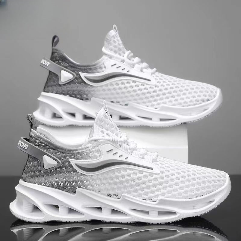 Men's Lace-up Sneakers Mesh Sports Shoes Fashion Hollow-sole