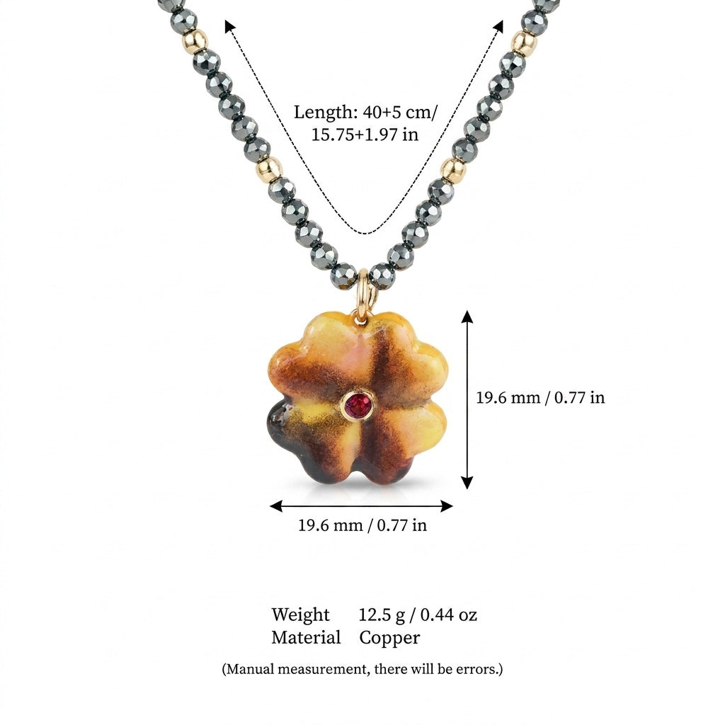 Red Oil-drop Flower Clavicle Necklace For Women