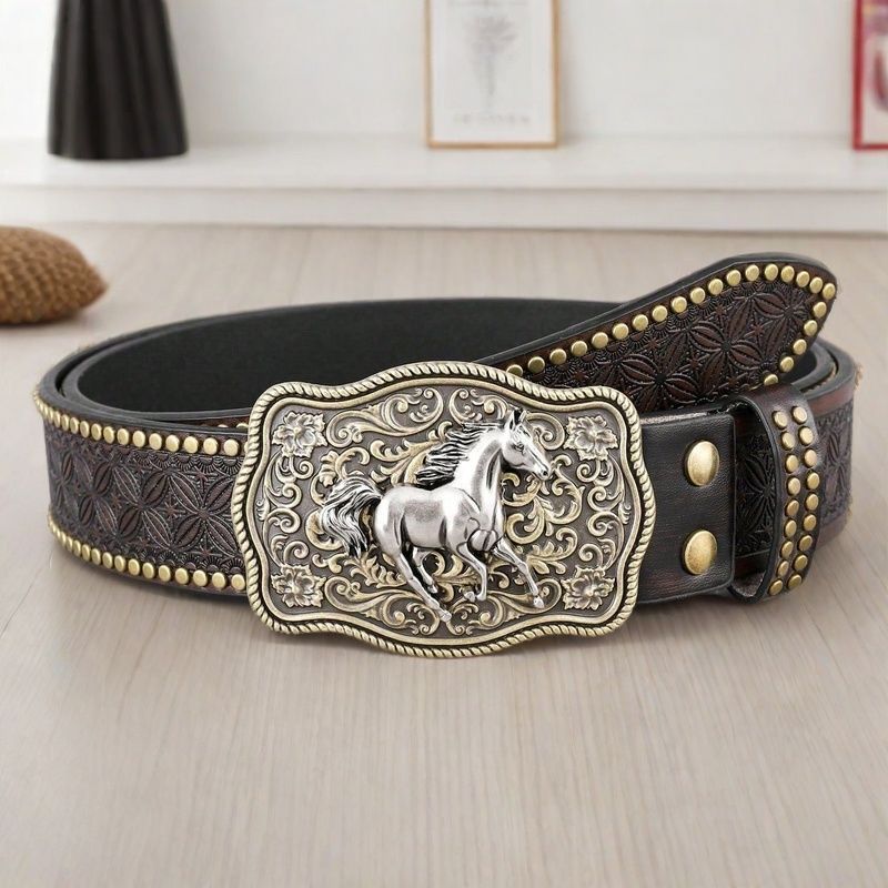 Punk Embossed Western Cowboy Belt - Elevate Your Style with Edgy Authenticity
