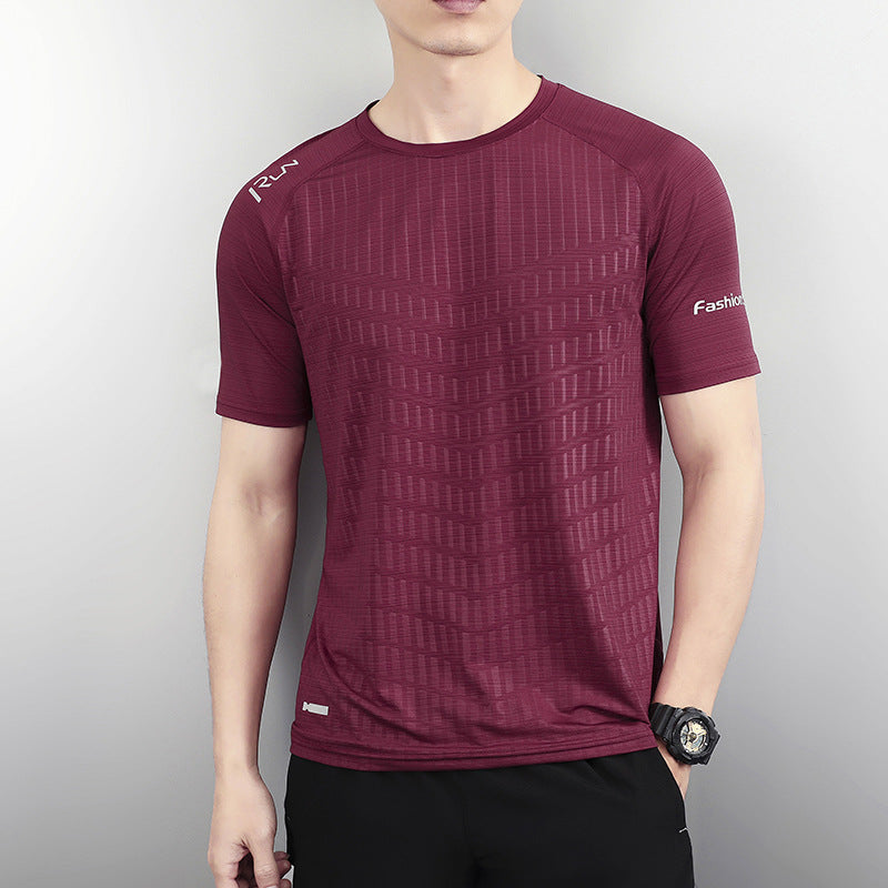 Summer Thin Breathable Men's Ice Silk Quick-drying T-shirt Sports Casual Round Neck Oversized Men's Wear T-shir