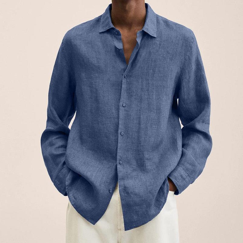 Long Sleeve Lapel Shirt Men's Loose Button Cardigan Shirt Top Mens Clothing