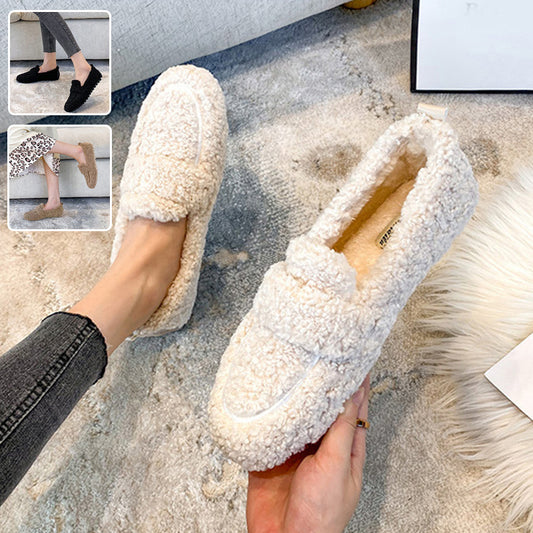 Winter Plush Flats Shoes Ins Fashion Slip On Loafers Women's Warm Peas Shoes Koalakits36