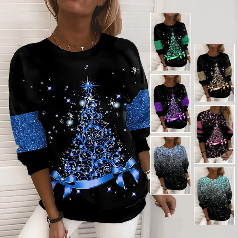 Christmas Sweater Women's 3D Digital Printing Pullover Jacket Fashion Casual Sweatshirt Long Sleeve Printed Round Neck