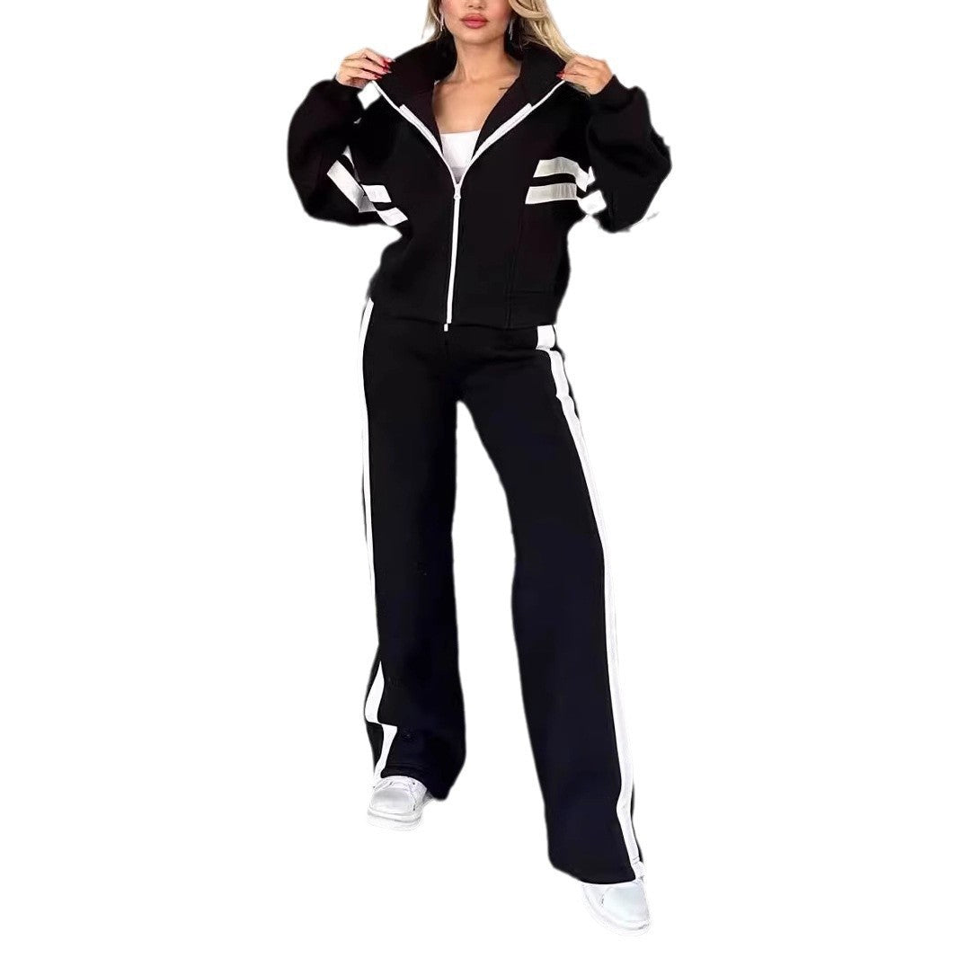 Fashion Two-piece White Sports Suit Loose Shirt Casual Pants Sets Sportswear Clothes Tracksuit Women Outfits