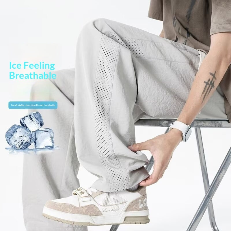 Straight-leg Ice Silk Pants Mens Breathable Casual Pants