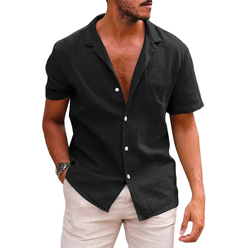 Men's Tops Casual Button Down Shirt Short Sleeve Beach Shirt 