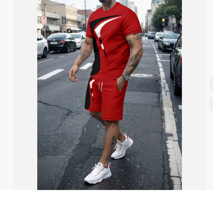 Men’s Printed T-Shirt and Shorts Sportswear Casual Set