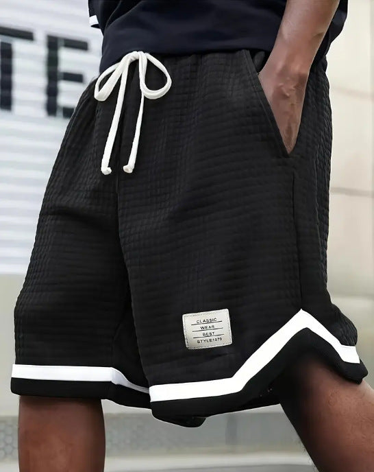 Men's Casual Loose Striped Webbing Trendy Plaid Sports Shorts