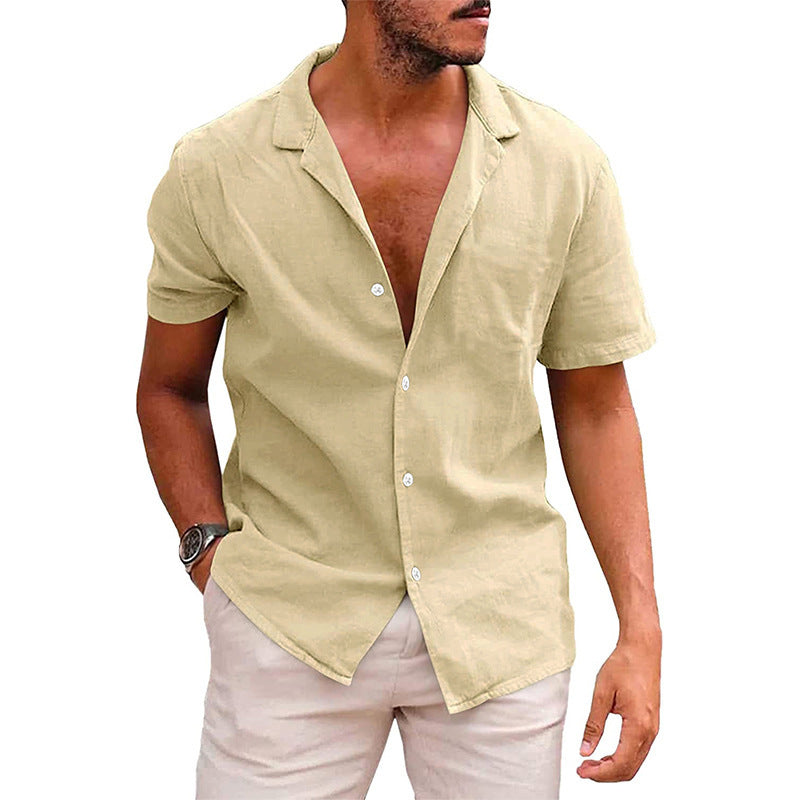 Men's Tops Casual Button Down Shirt Short Sleeve Beach Shirt 