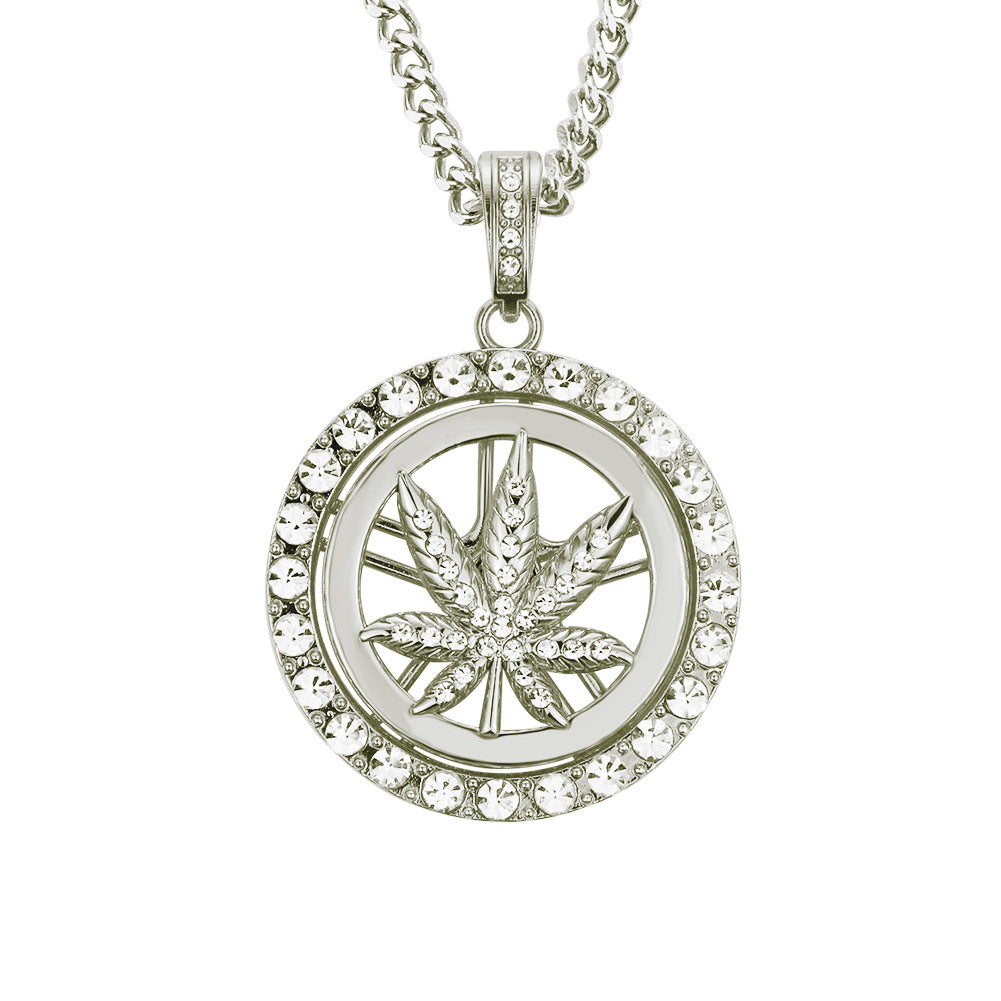 Elevate Your Style with the Hip Hop Diamond Maple Leaf Necklace for Men