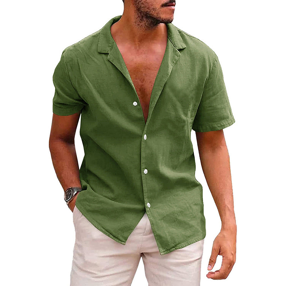 Men's Tops Casual Button Down Shirt Short Sleeve Beach Shirt 