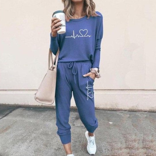 Women's Long Sleeve Suit Fashion Pullover Top And Pockets Drawstring Long Pants Solid Color Casual Sports Trouser Suit Clothing Koalakits36