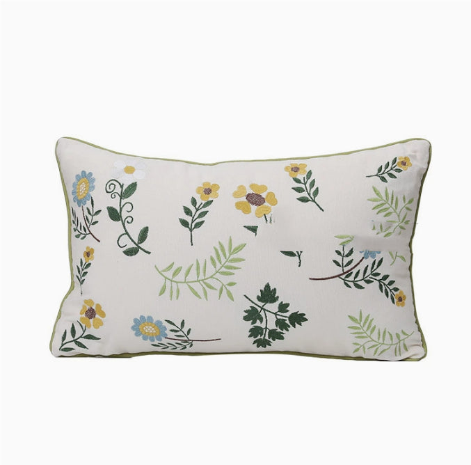 Home Embroidery Plants And Flowers Pillow