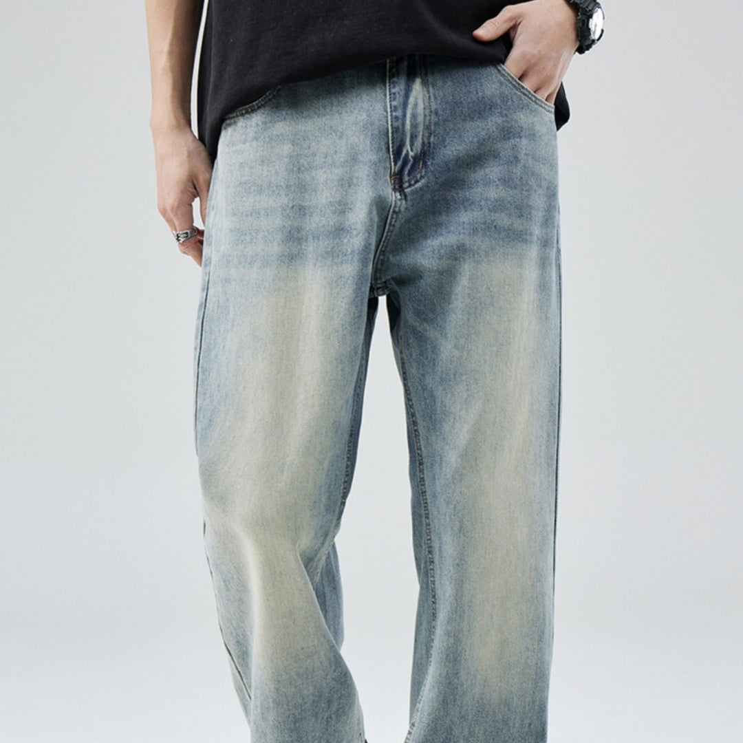 Wide Leg Denim Trousers - Men's Street Style | Koalakits36