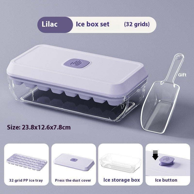 32 Grid Silicone Ice Cube Tray Mould With Lid Shovel Storage Box | Koalakits36