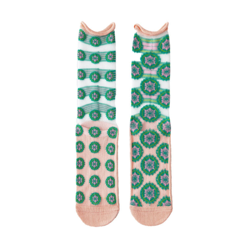 Women's Glass-Knit Ruffle Ankle Socks – Sheer Asymmetrical Frill Socks for Chic Fashion & Everyday Wear