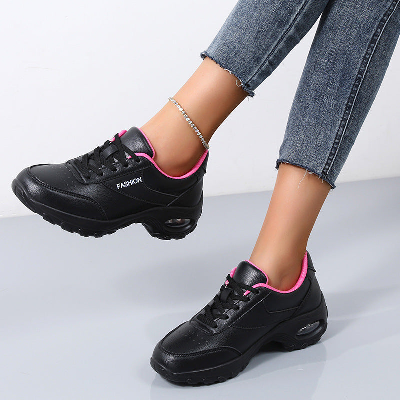 Women's Thick Bottom Spring And Autumn Low Top Leather Surface  Outdoor Running Shoes Koalakits36