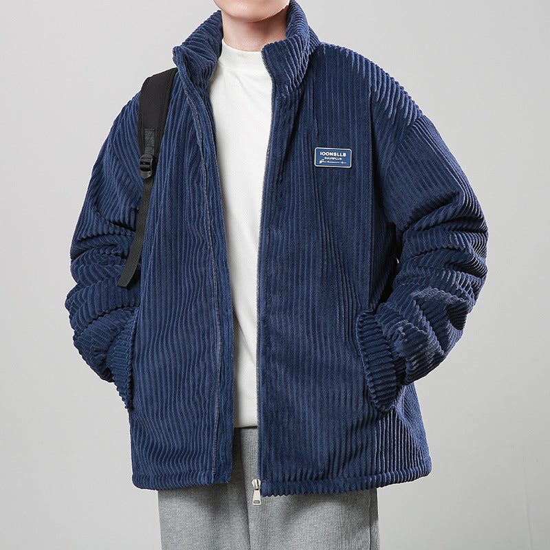 Winter Corduroy Cotton-padded Coat Warm Stand Collar Zipper Jacket Casual Outdoor Streetwear  Koalakits36