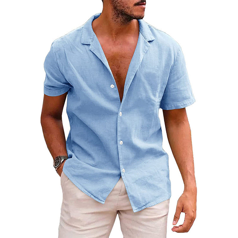 Men's Tops Casual Button Down Shirt Short Sleeve Beach Shirt 