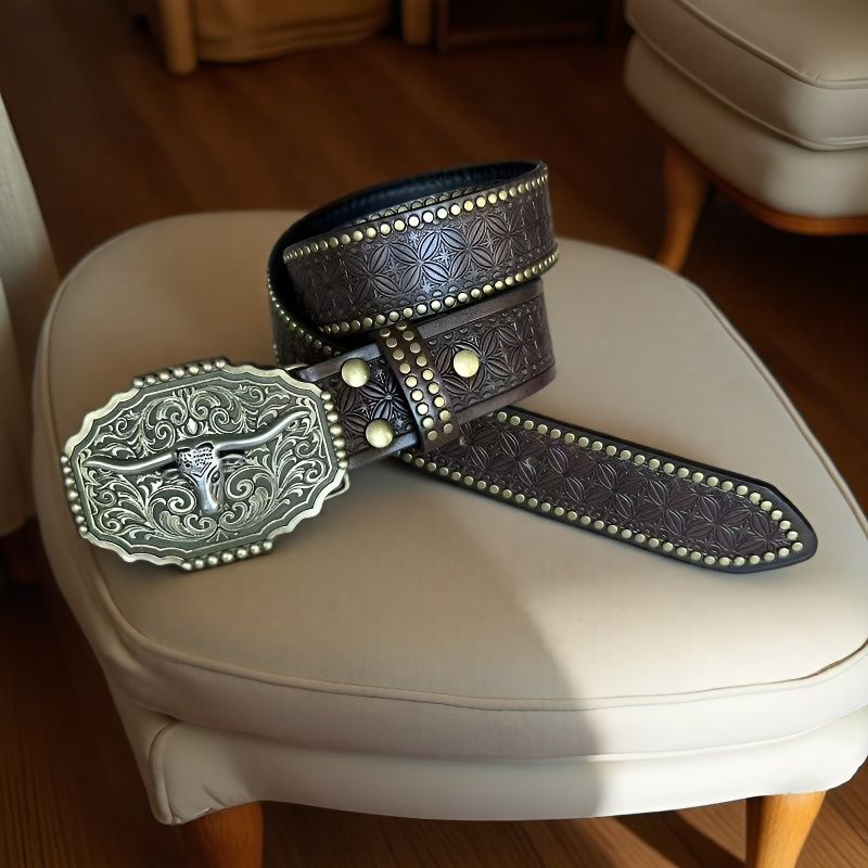 Punk Embossed Western Cowboy Belt - Elevate Your Style with Edgy Authenticity
