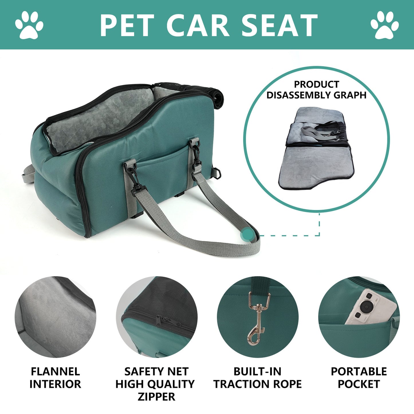 Removable And Washable Car Kennel Portable Car Pet Mat Koalakits36