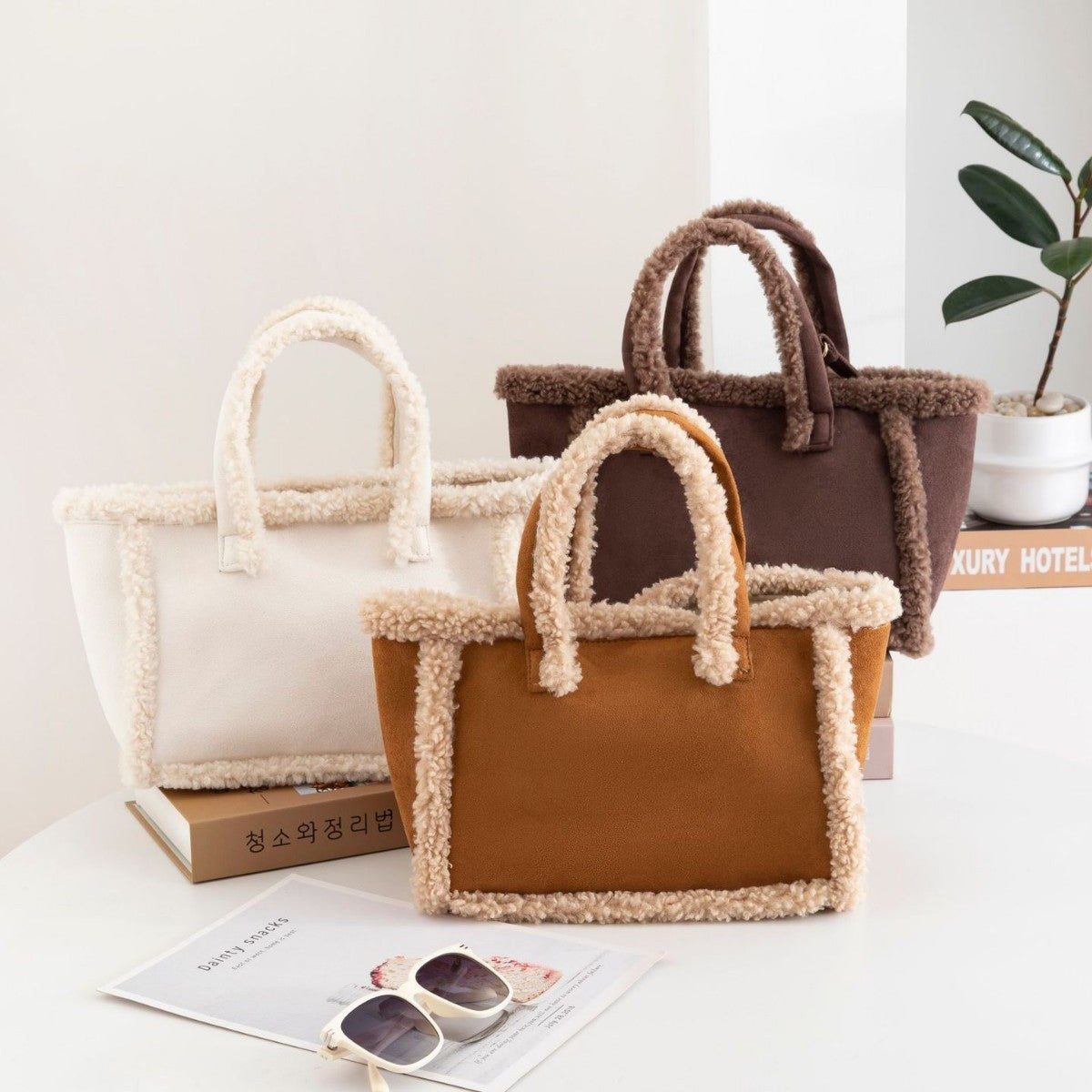 Womens Plush Crossbody Tote Bag Koalakits36