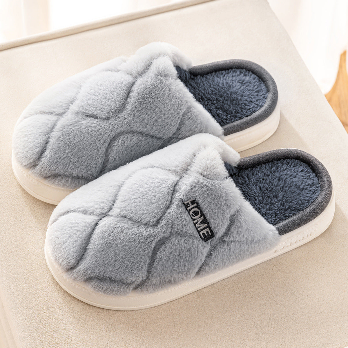 Plush Slippers Winter For Women Indoor Floor Bedroom Home Slipper Warm Solid House Shoes