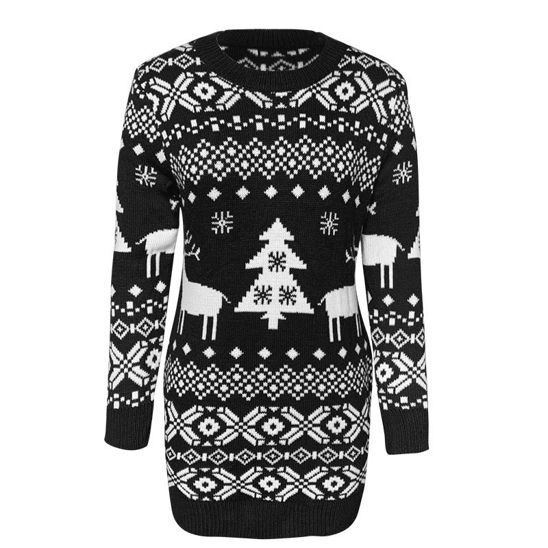 Women Christmas Sweaters Winter Long Sleeve Knitted Sweater Elk Snowflake Print Knitted Jumpers Knitwear Casual Soft Jacquard Pullover Koalakits36