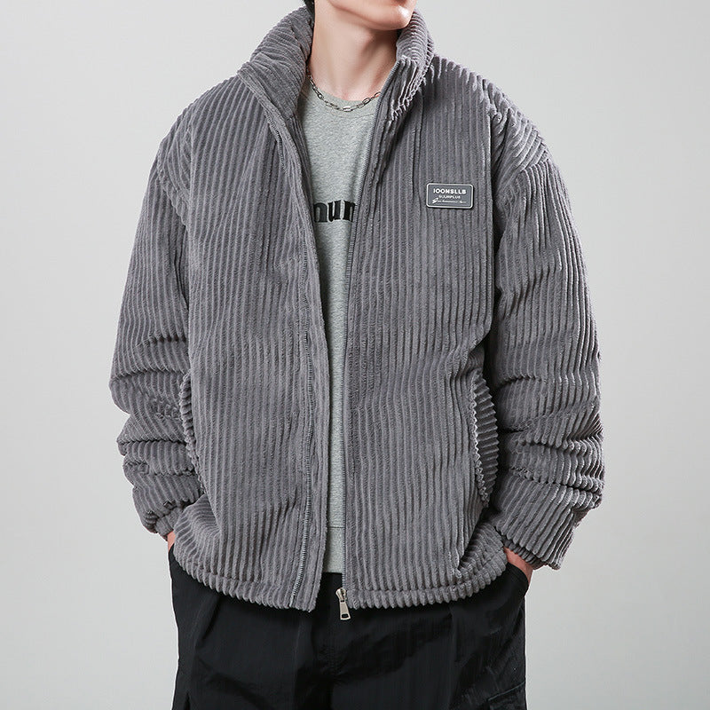 Winter Corduroy Cotton-padded Coat Warm Stand Collar Zipper Jacket Casual Outdoor Streetwear  Koalakits36
