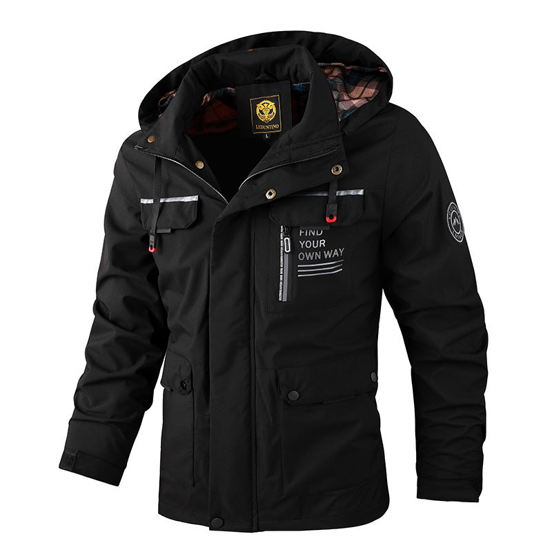 Men's Casual Windbreaker Jackets Hooded Jacket Man Waterproof Outdoor Soft Shell Winter Coat Clothing Warm Thick Tops Koalakits36