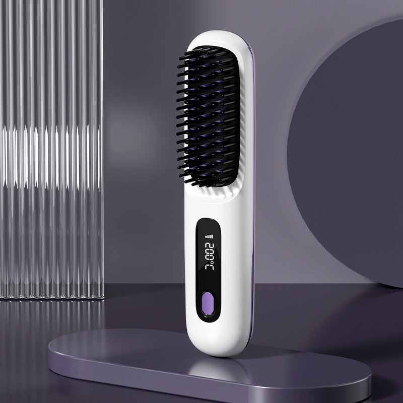 2 In 1 Hair Comb Wireless Straightener Brush Hair Fast Heating Portable Hot Curler | Koalakits36