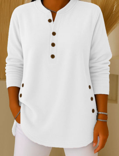 Women’s V-Neck Button Long Sleeve Sweater Casual Top