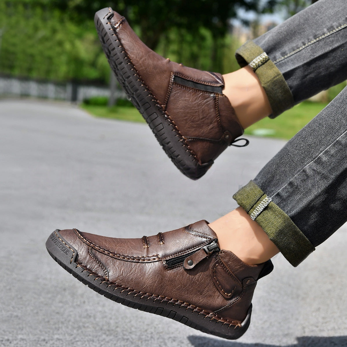 Men's Flats Ankle Boots Fashion Casual Side-zipper Boot Temperament Commuter Shoes Koalakits36