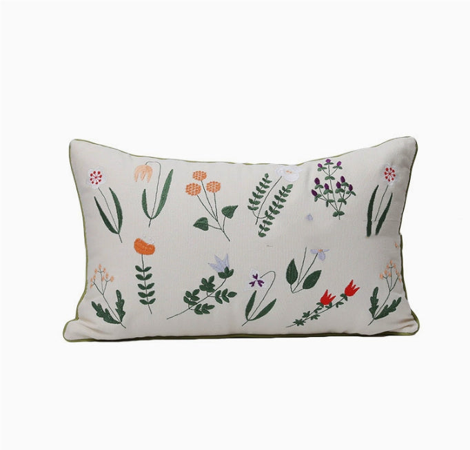 Home Embroidery Plants And Flowers Pillow