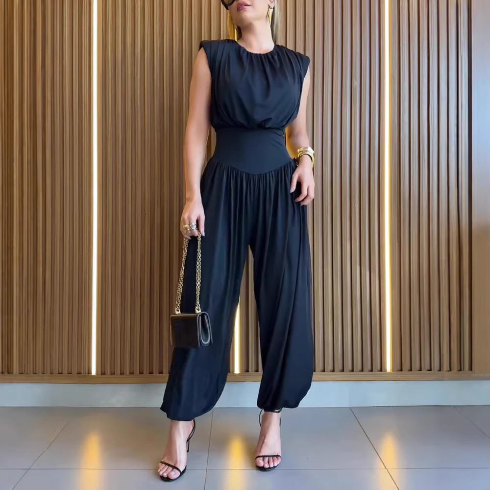 Womens Fashion Loose-fit Elegant Waist-cinching Jumpsuit