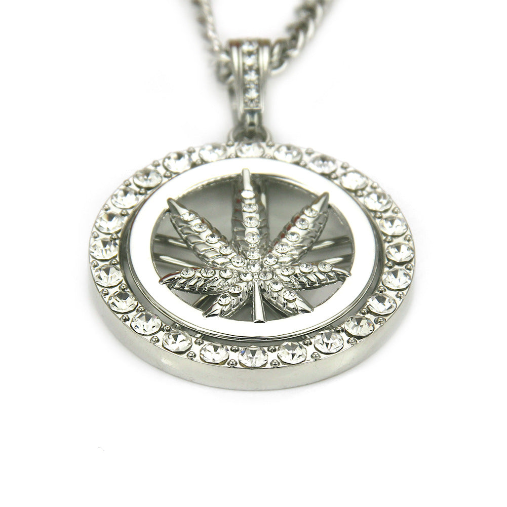 Elevate Your Style with the Hip Hop Diamond Maple Leaf Necklace for Men