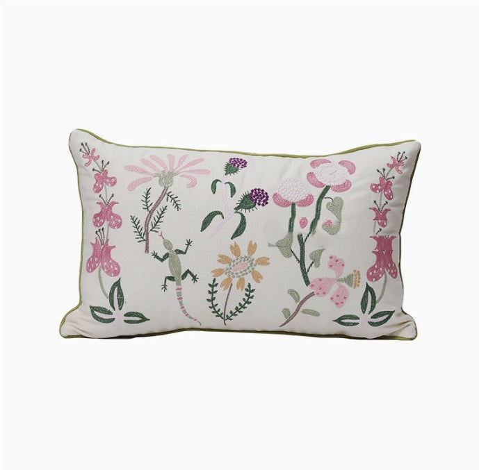 Home Embroidery Plants And Flowers Pillow