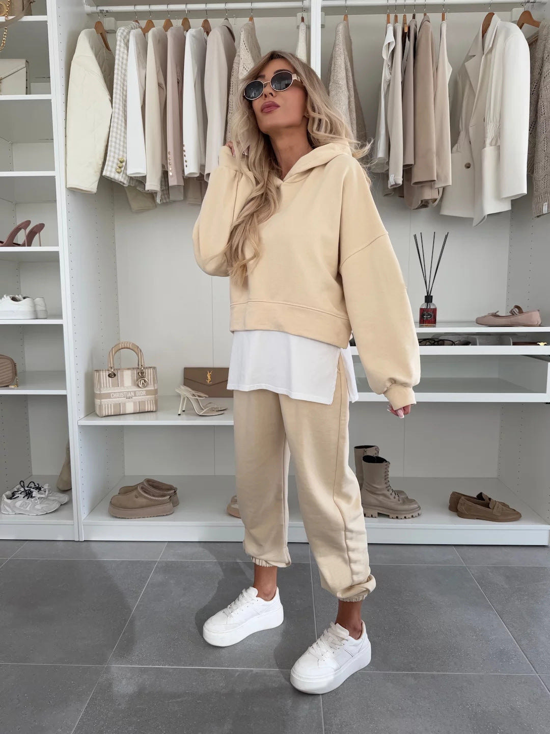 Hooded Sweatshirt Suit Loose Long Sleeve False Two-piece Tops And Jogger Sports Trousers | Koalakits36