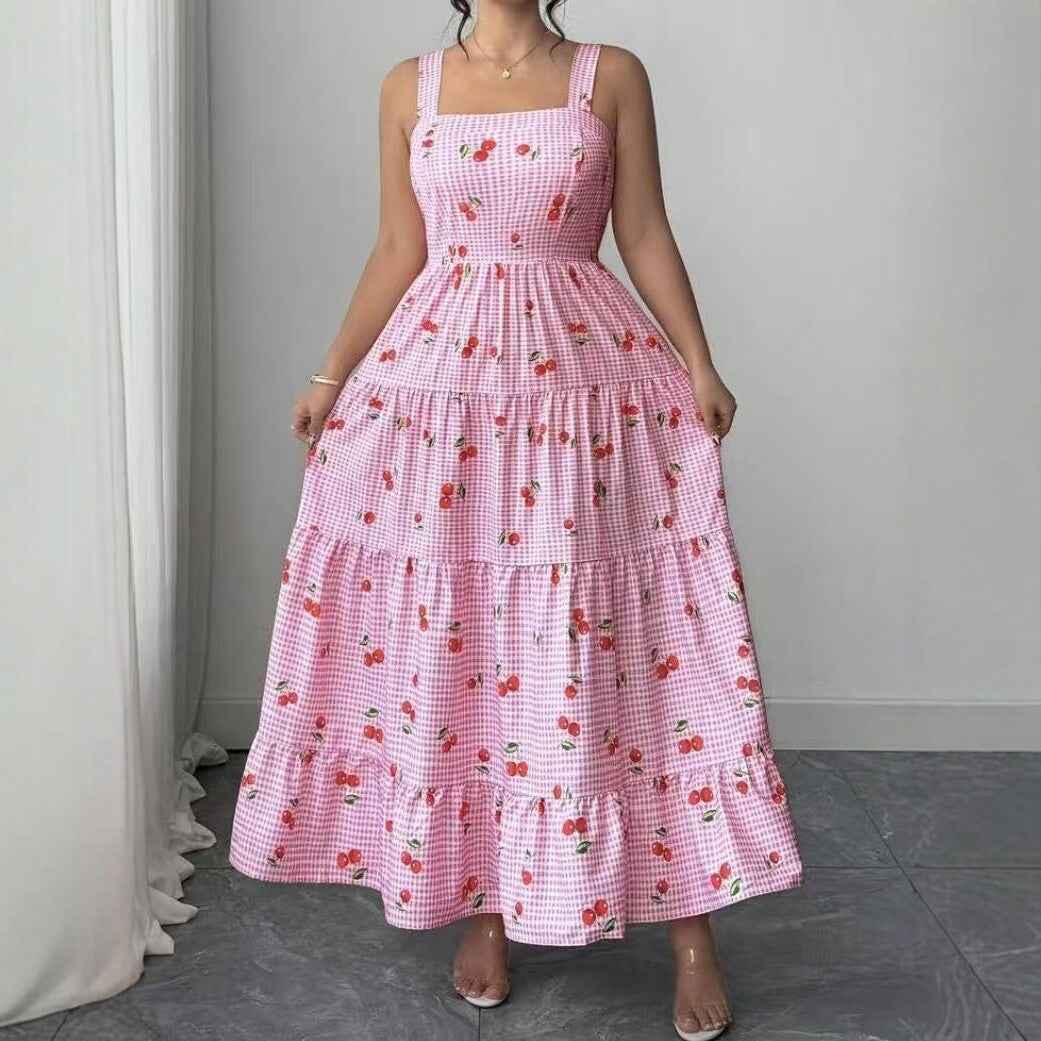 Plus-size Printed Slip Dress Womens Clothing