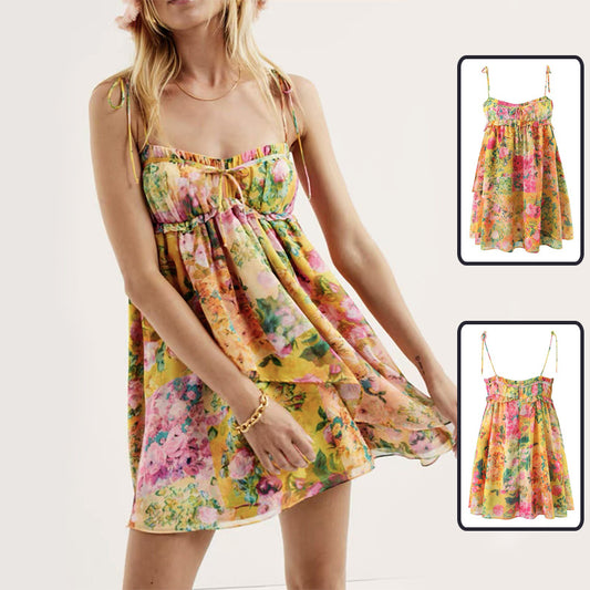 Flowers Print Suspender Dress Summer Womens Fashion Koalakits36