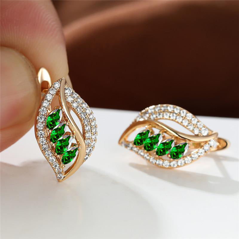 Leaf-shaped Rhinestones Earrings Fashion Unique Zircon-encrusted Stud Earrings | Koalakits36