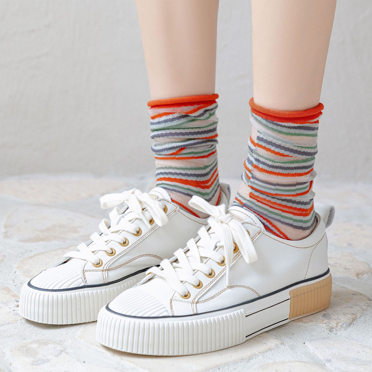 Women's Glass-Knit Ruffle Ankle Socks – Sheer Asymmetrical Frill Socks for Chic Fashion & Everyday Wear
