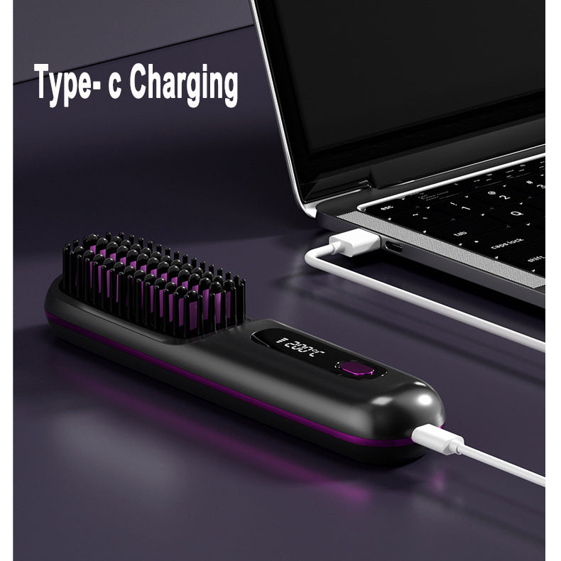 2 In 1 Hair Comb Wireless Straightener Brush Hair Fast Heating Portable Hot Curler | Koalakits36